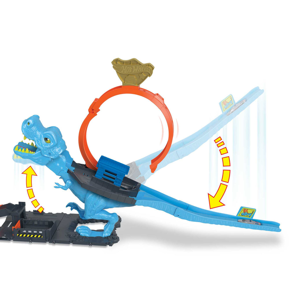 Hot Wheels City-L’Attaque du T-Rex-Coffret Looping, 1 Voiture Incluse