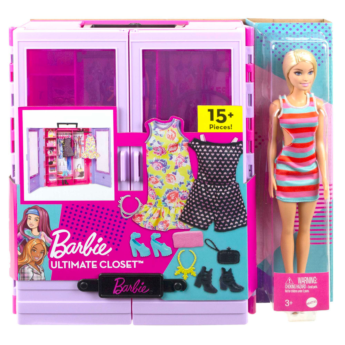 Barbie Ultimate Closet Doll And Playset Portable Fashion Toy With Doll, Clothes And Accessories