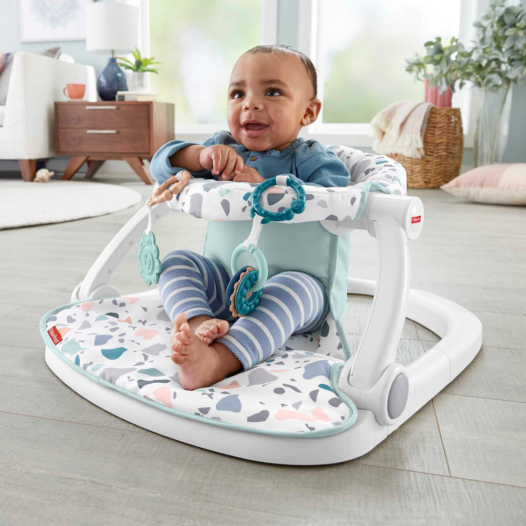Fisher-Price Sit-Me-Up Floor Seat Portable Baby Chair With Toys, Pacific Pebble