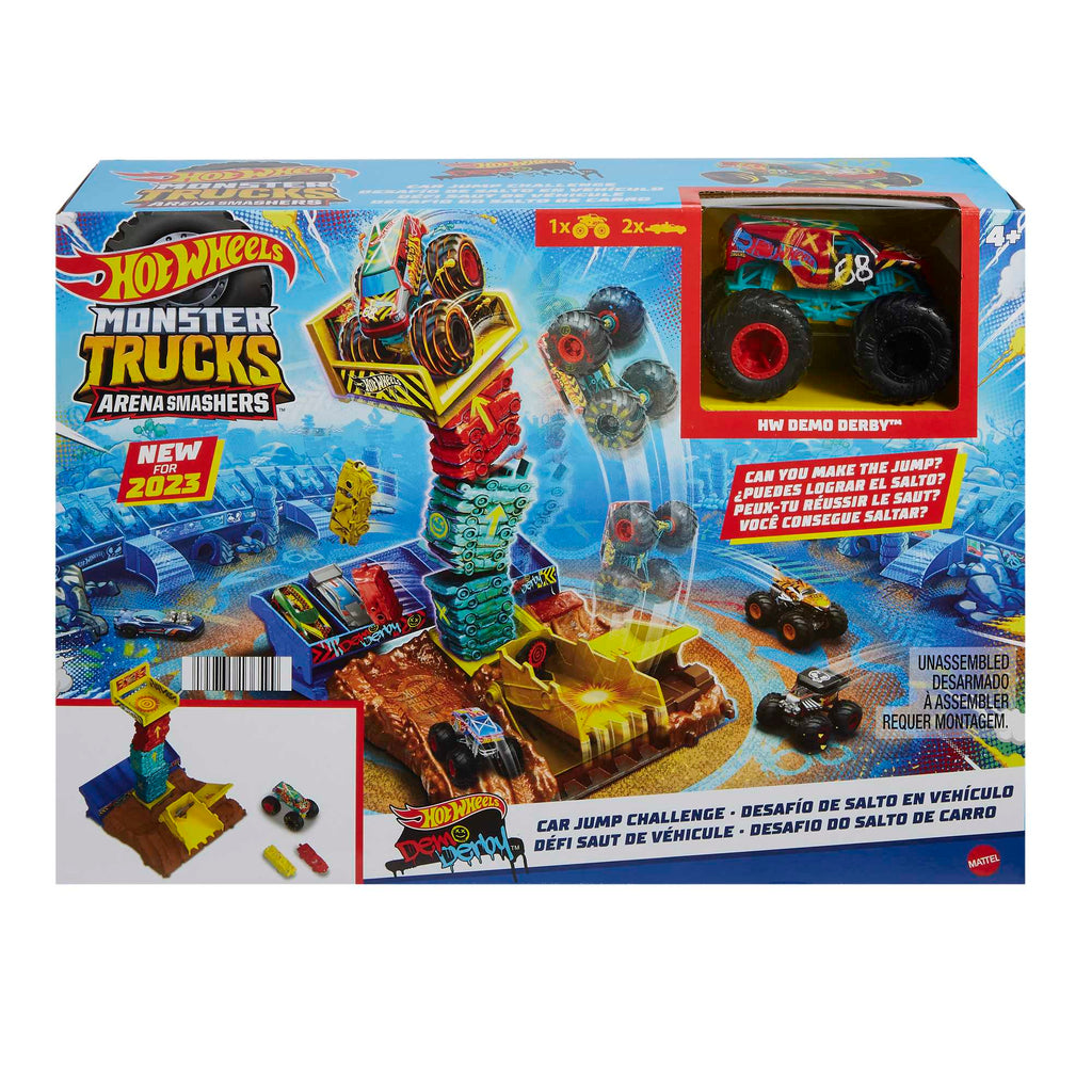 Hot Wheels Monster Trucks, Arena Smashers Demo Derby Car Jump Challenge
