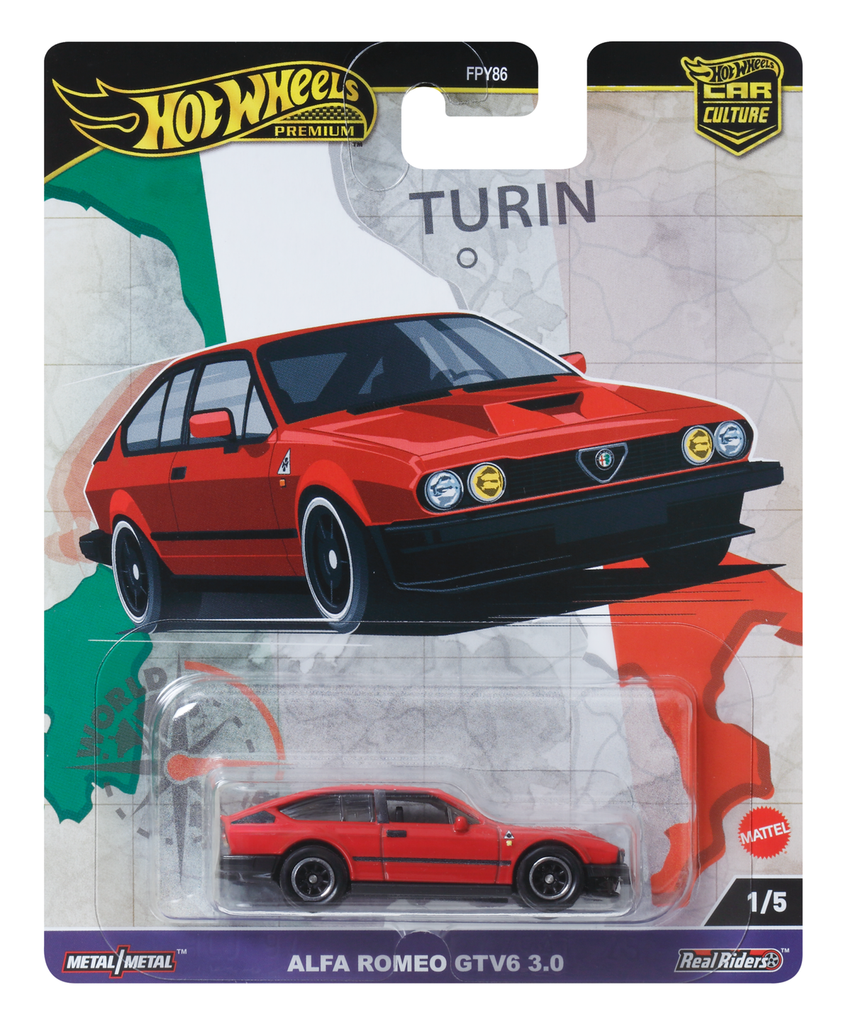 Hot Wheels Premium Car Culture World Tour Alfa Romeo Gtv 6 3.0 1:64 Scale Collectible Toy Vehicle