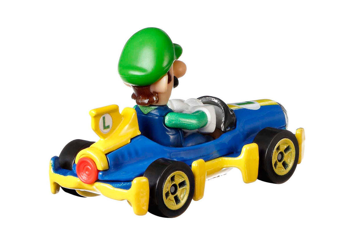 Hot Wheels Mario Kart Vehículo de Juguete Luigi Mach 8