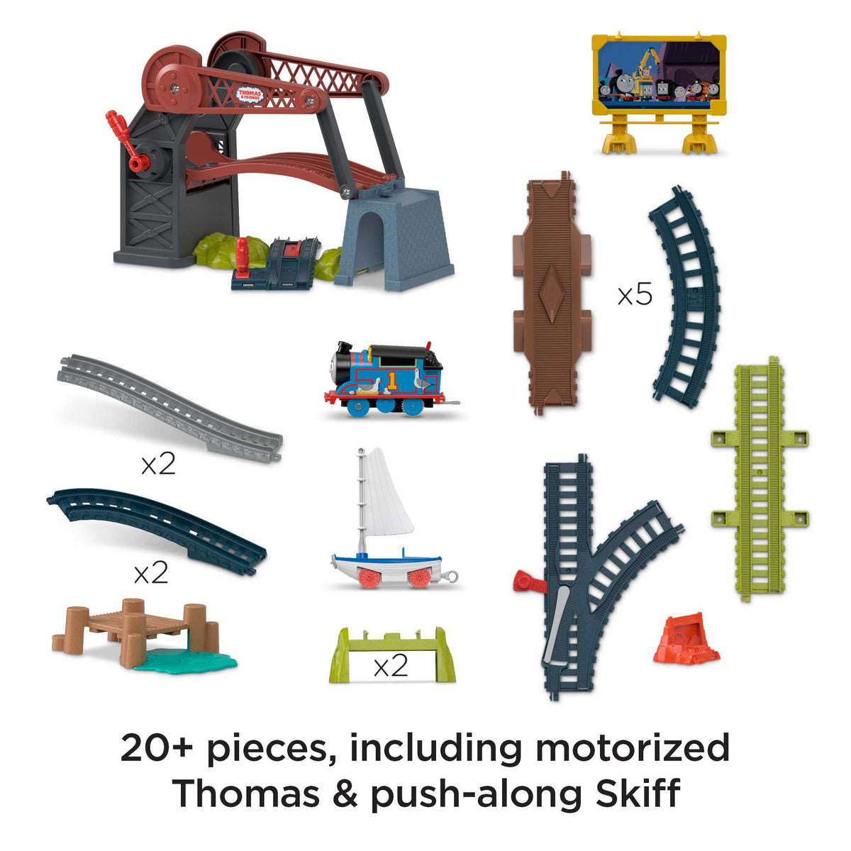 Thomas & Friends Bridge Lift Thomas & Skiff Toy Train Set With Motorized Engine & Boat