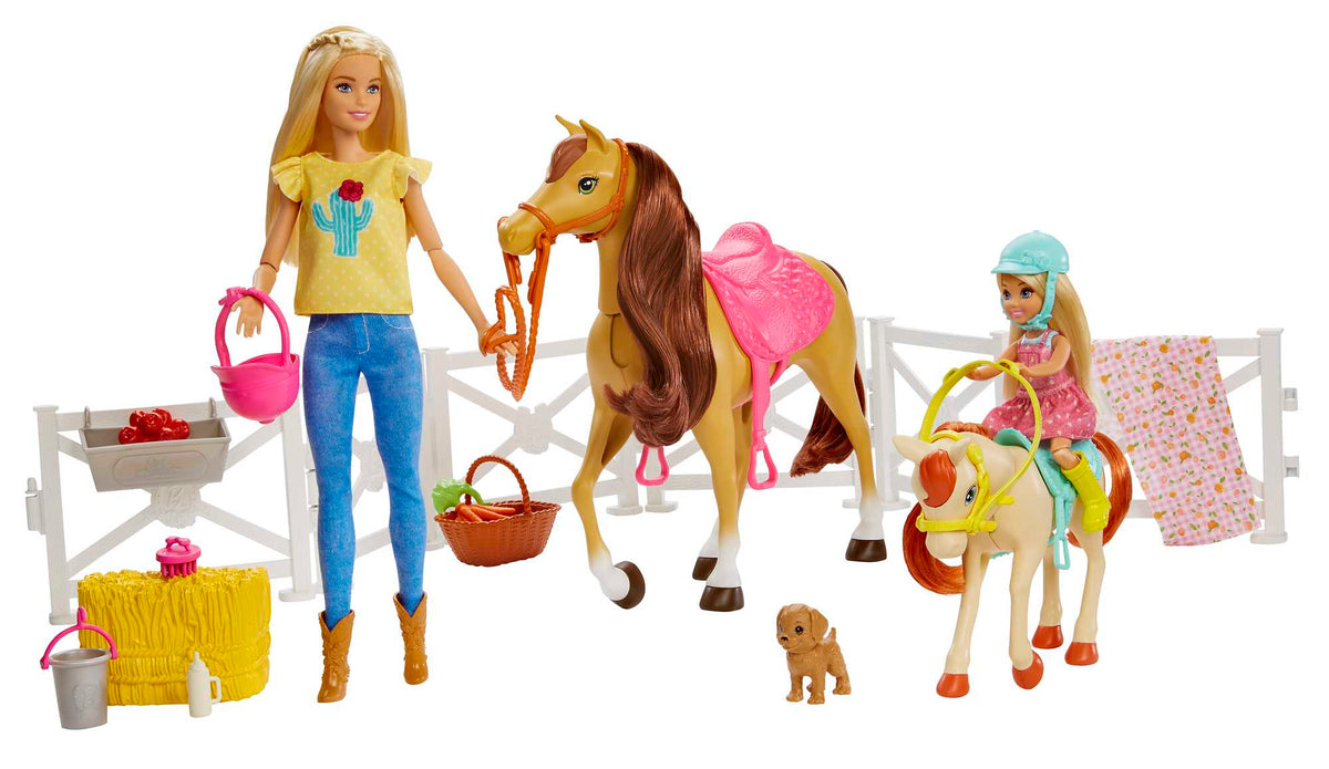 Barbie Hugs 'n' Horses With & Chelsea Dolls, Blonde Doll Playset