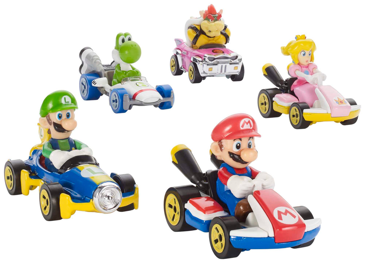 Hot Wheels Mario Kart Collection Of 1:64 Scale Die-Cast Replica Vehicles, Toy Collectibles
