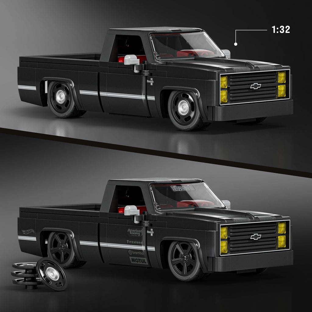 Coffret de Construction Mattel Brick Shop Hot Wheels, Chevy Silverado 1983