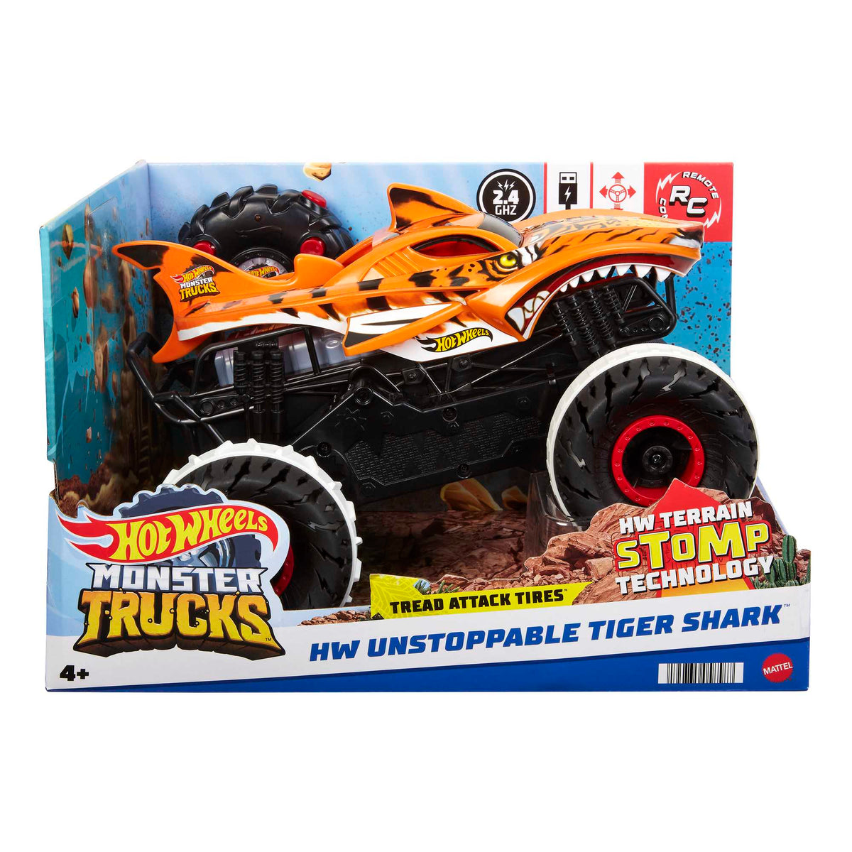 Hot Wheels Monster Trucks Véhicule Téléguidé HW Unstoppable Tiger Shark
