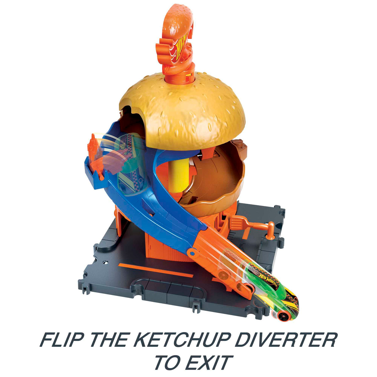 Hot Wheels City Burger Drive-Thru Playset, With 1 Toy Car