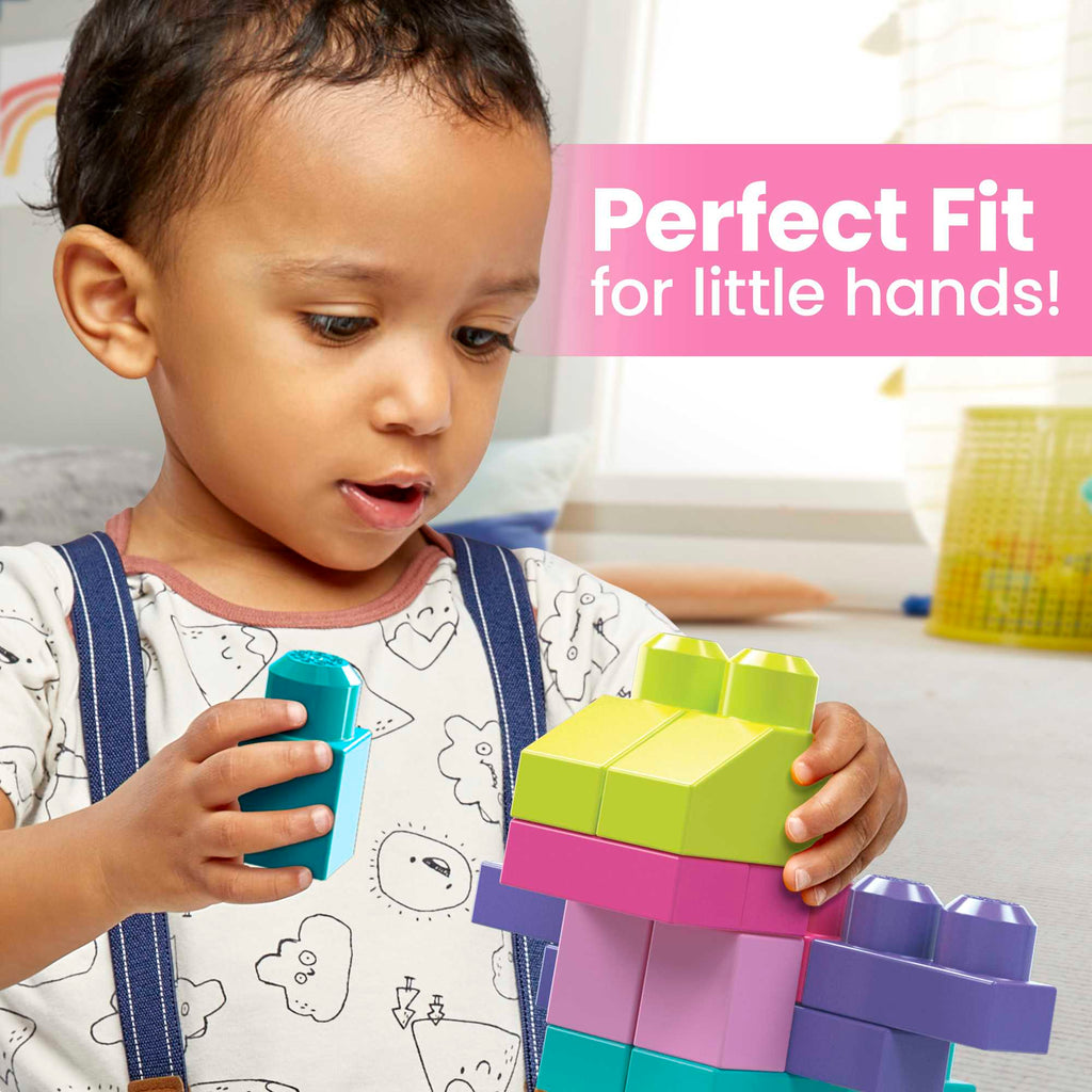 MEGA Bloks Fisher-Price Toy Blocks Pink Big Building Bag With Storage (80 Pieces) For Toddler