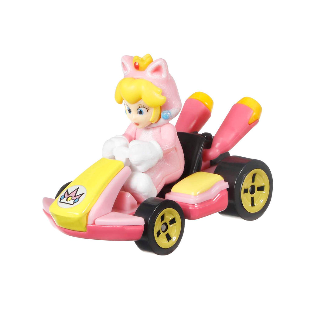 Hot Wheels Mario Kart Veículo de Brinquedo Cat Peach Standard Kart