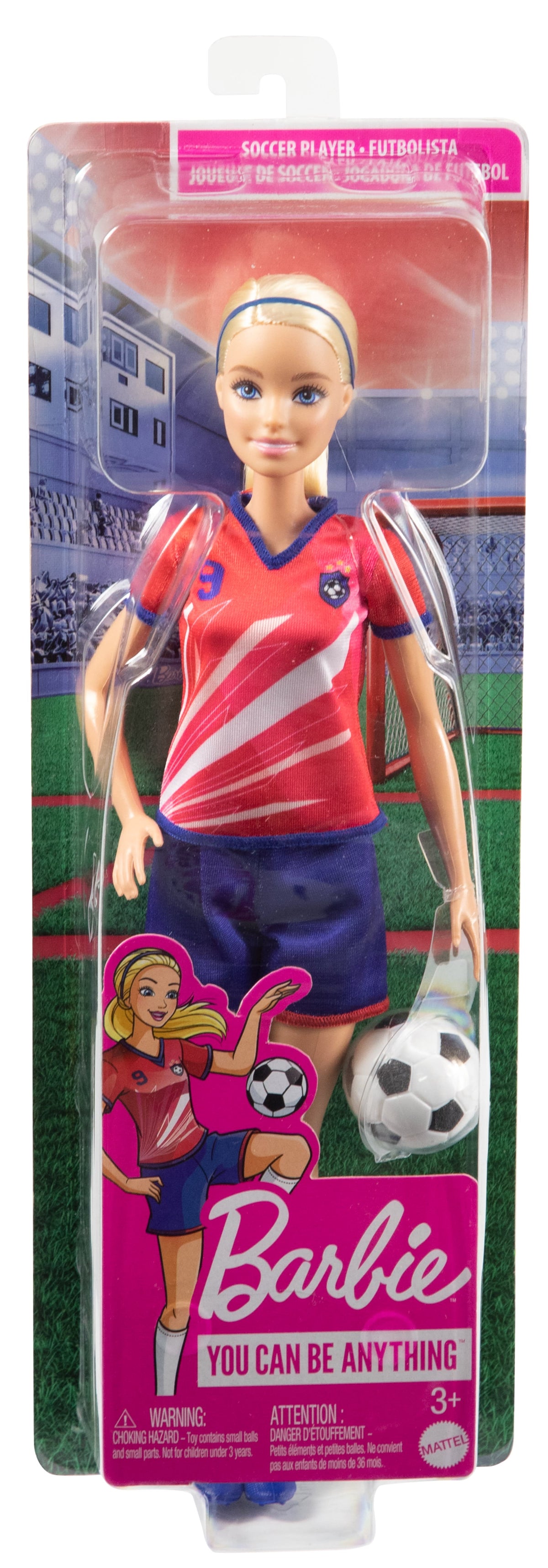 Barbie Profissões Boneca Jogadora de Futebol Camiseta Vermelha
