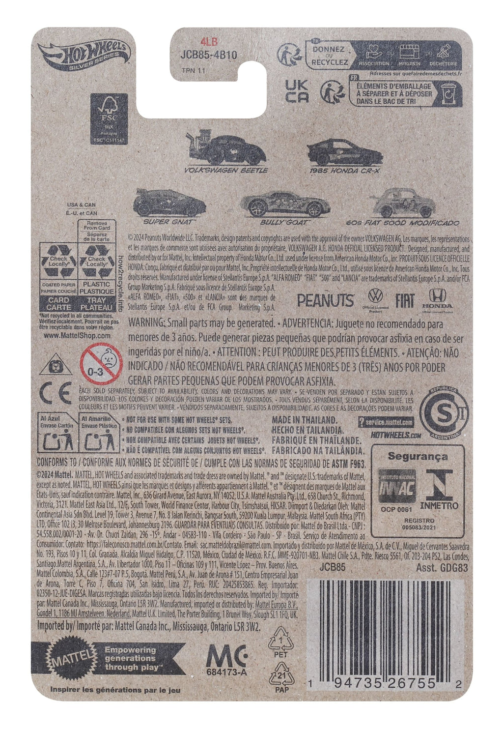 Hot Wheels Collector Veículo de Brinquedo 60s Fiat 500D Snoopy
