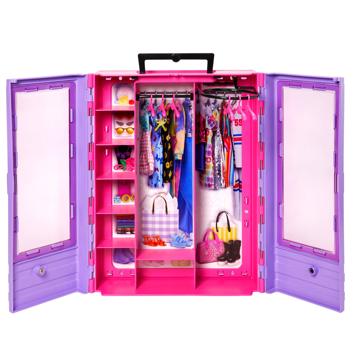 Barbie Closet With 6 Hangars, Accessory Features Translucent Doors, Racks & Shelves