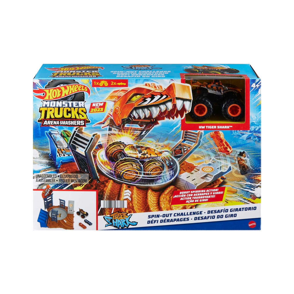 Hot Wheels Monster Trucks Pista de Juguete Arena de Demolición Semi-Finales Tiger Shark