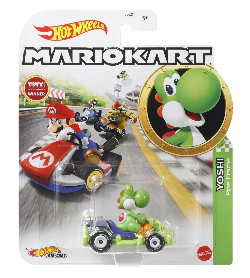 Hot Wheels Mario Kart Veículo de Brinquedo Yoshi Pipe Frame