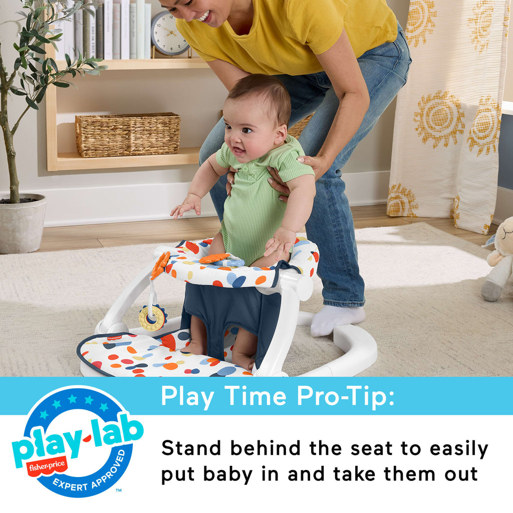 Fisher-Price Sit-Me-Up Floor Seat, Portable Baby Chair & 2 Developmental Newborn Toys, Darling Dots