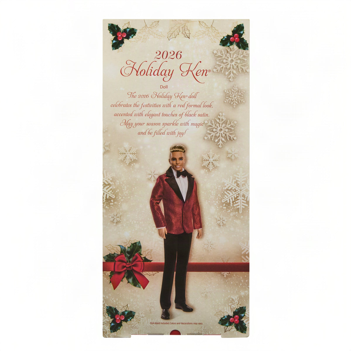 Barbie Signature 2026 Holiday Blonde Ken Collectible Fashion Doll Wearing Full Suit With Red Jacket