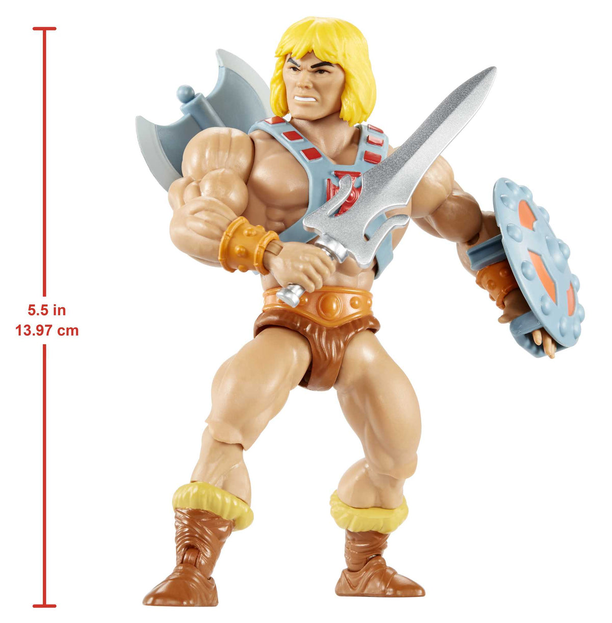 Masters Of The Universe Origins He-Man 5.5 inch Action Figure Motu Toy With Sword, Axe & Shield