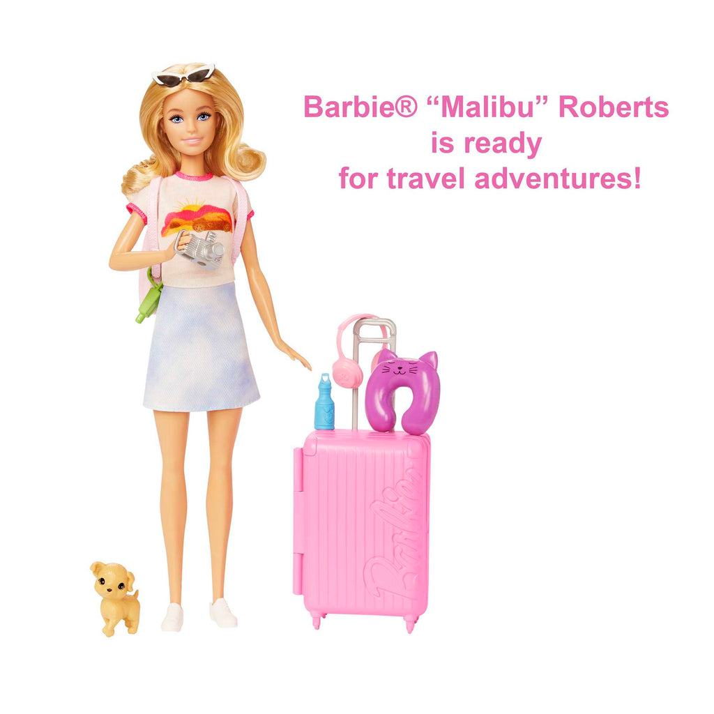 Barbie Doll And Accessories, Travel Set With Puppy