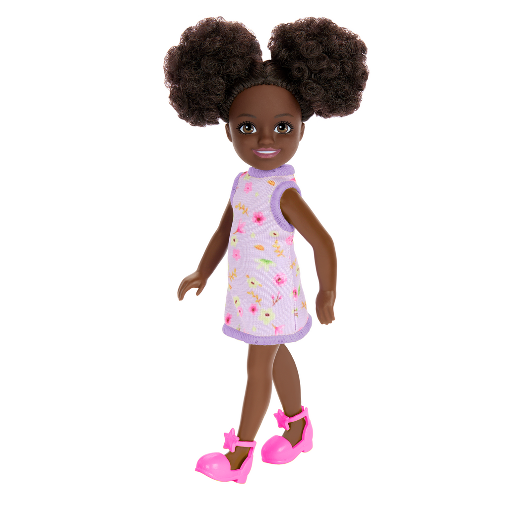 Barbie Chelsea Petite Poupée Robe Florale, Chignons, Yeux Bruns