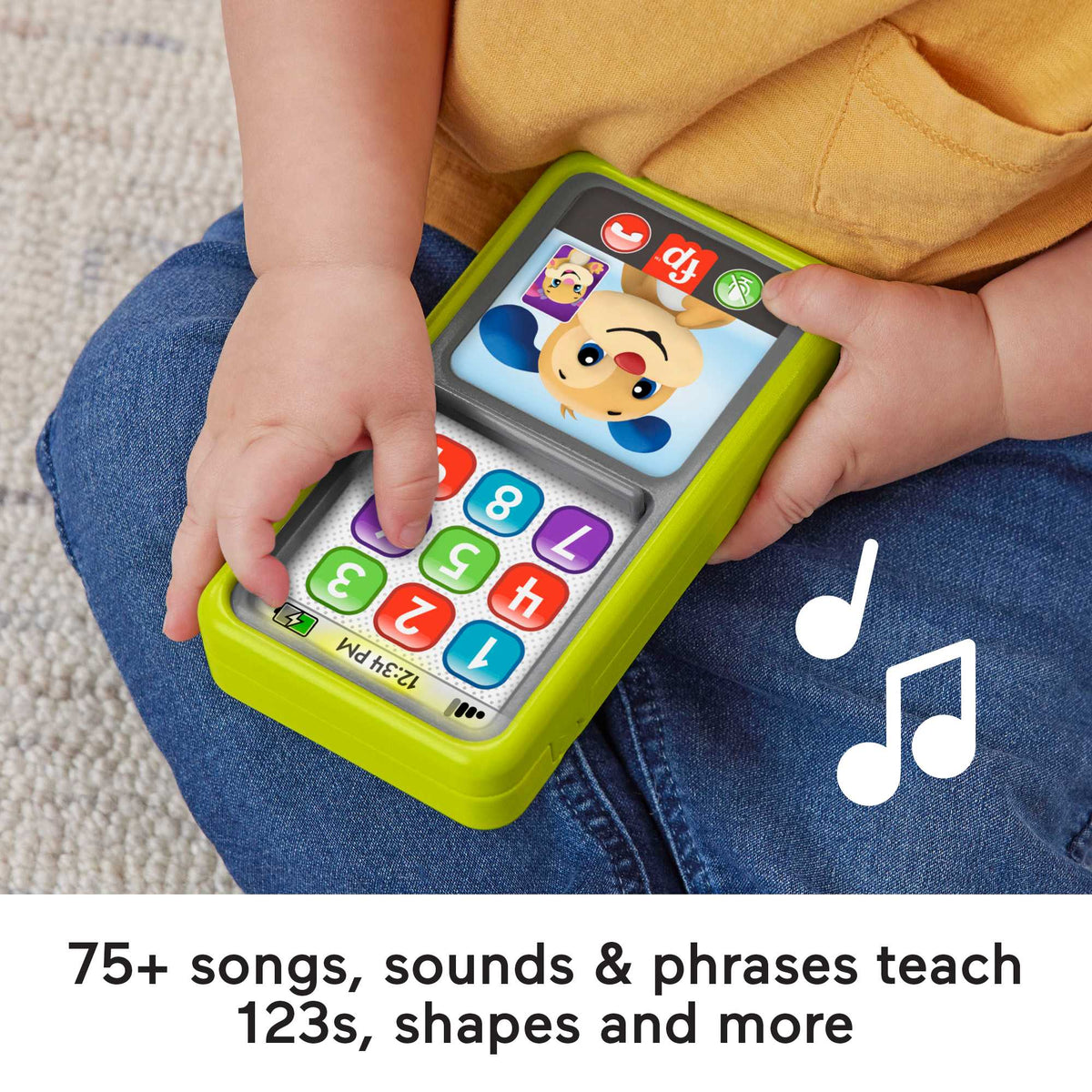 Fisher-Price Laugh & Learn Musical Toy Phone, 2-in-1 Slide To Learn Smartphone For Baby To Toddler - English & French Version
