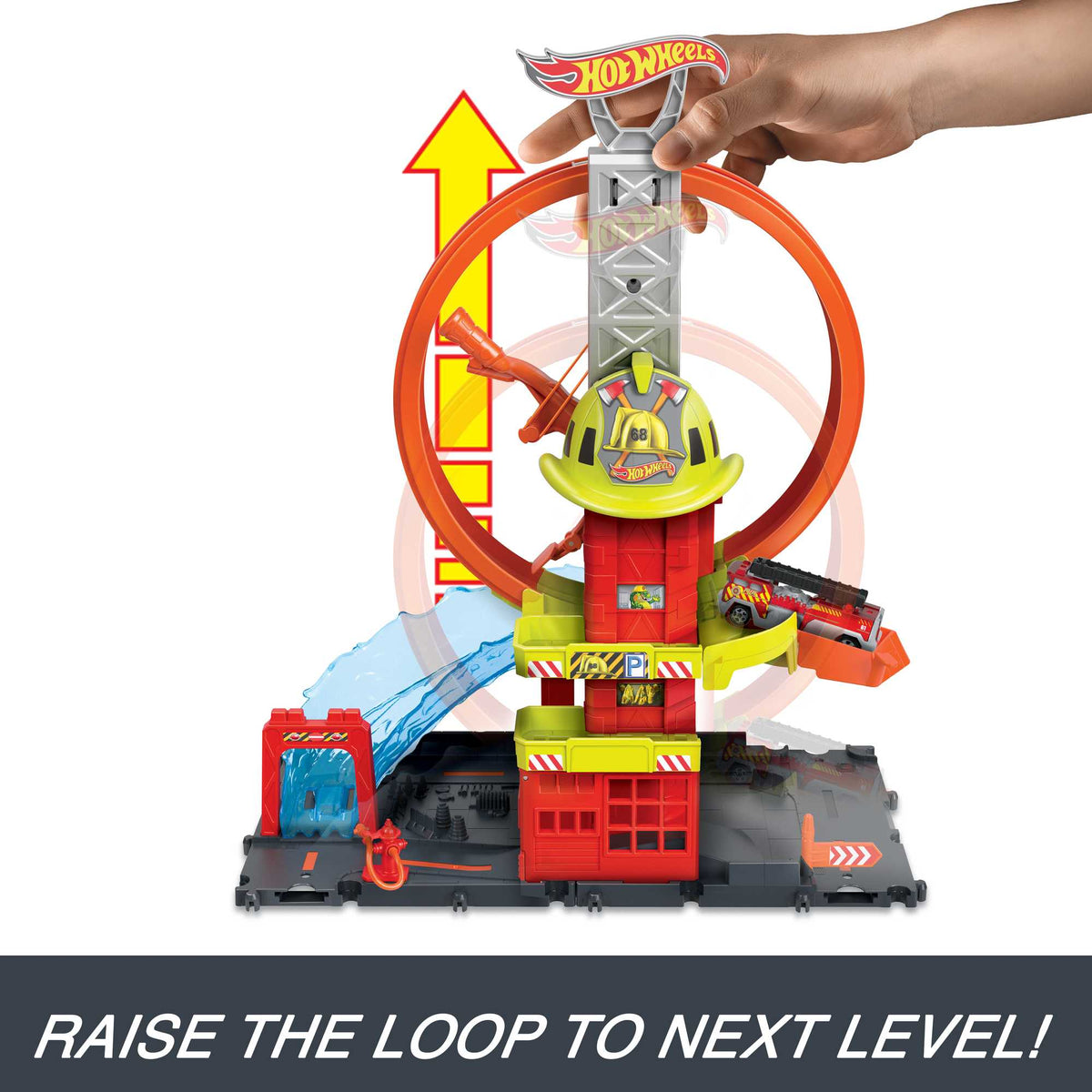 Hot Wheels City Super Loop Fire Station Playset, Track Set With 1 Toy Car