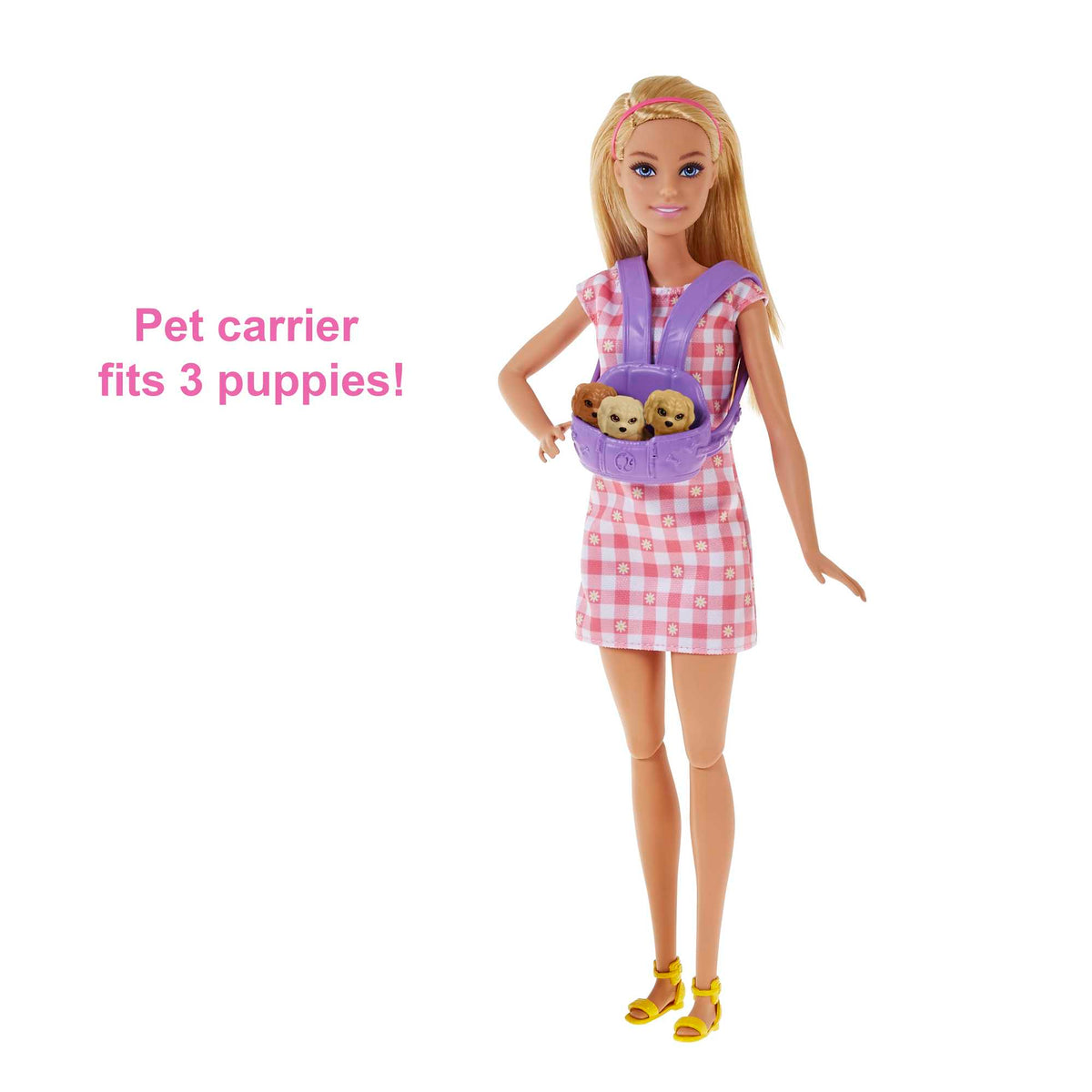 Barbie Doll Newborn Pups Playset With Blonde Doll, Mommy Dog And 3 Puppies, Kids Toys