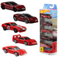 Hot Wheels Diecast Vehículo de Juguete Paquete de 5 autos Rosso