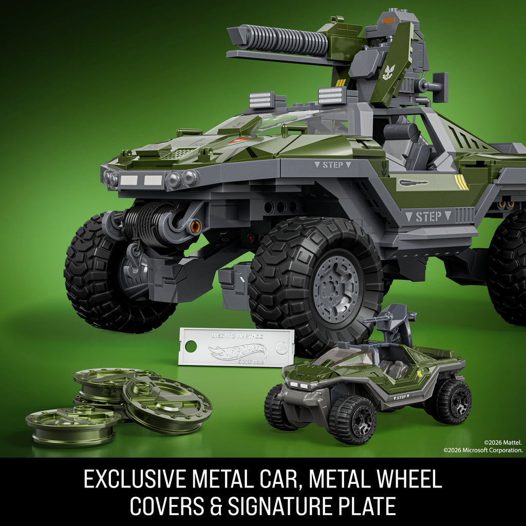 Mattel Brick Shop Hot Wheels Halo UNSC M12 Warthog Building Toy Kit (935 Pieces), For Collectors
