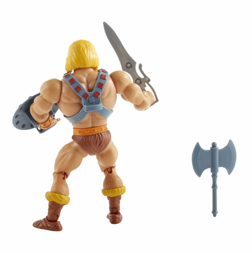 Masters Of The Universe Origins He-Man 5.5 inch Action Figure Motu Toy With Sword, Axe & Shield