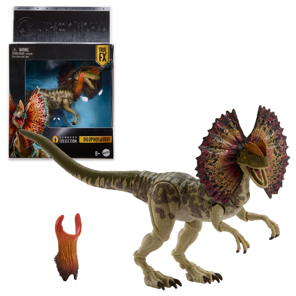 Jurassic World Hammond Collection Dilophosaurus Dinosaur Figure, Deluxe Design And Articulation
