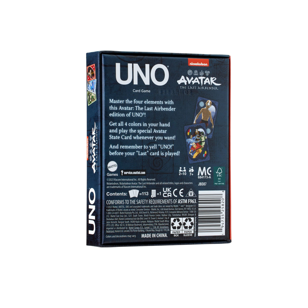 Mattel Games UNO Fandom Avatar: The Last Airbender Card Game With Collectible Foil Card For Kids, Adults & Family Night
