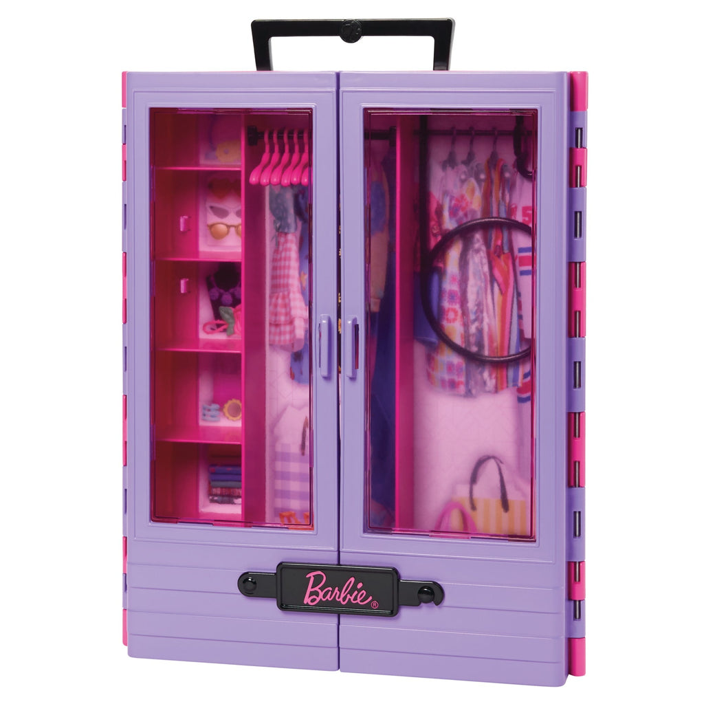 Barbie Closet With 6 Hangars, Accessory Features Translucent Doors, Racks & Shelves
