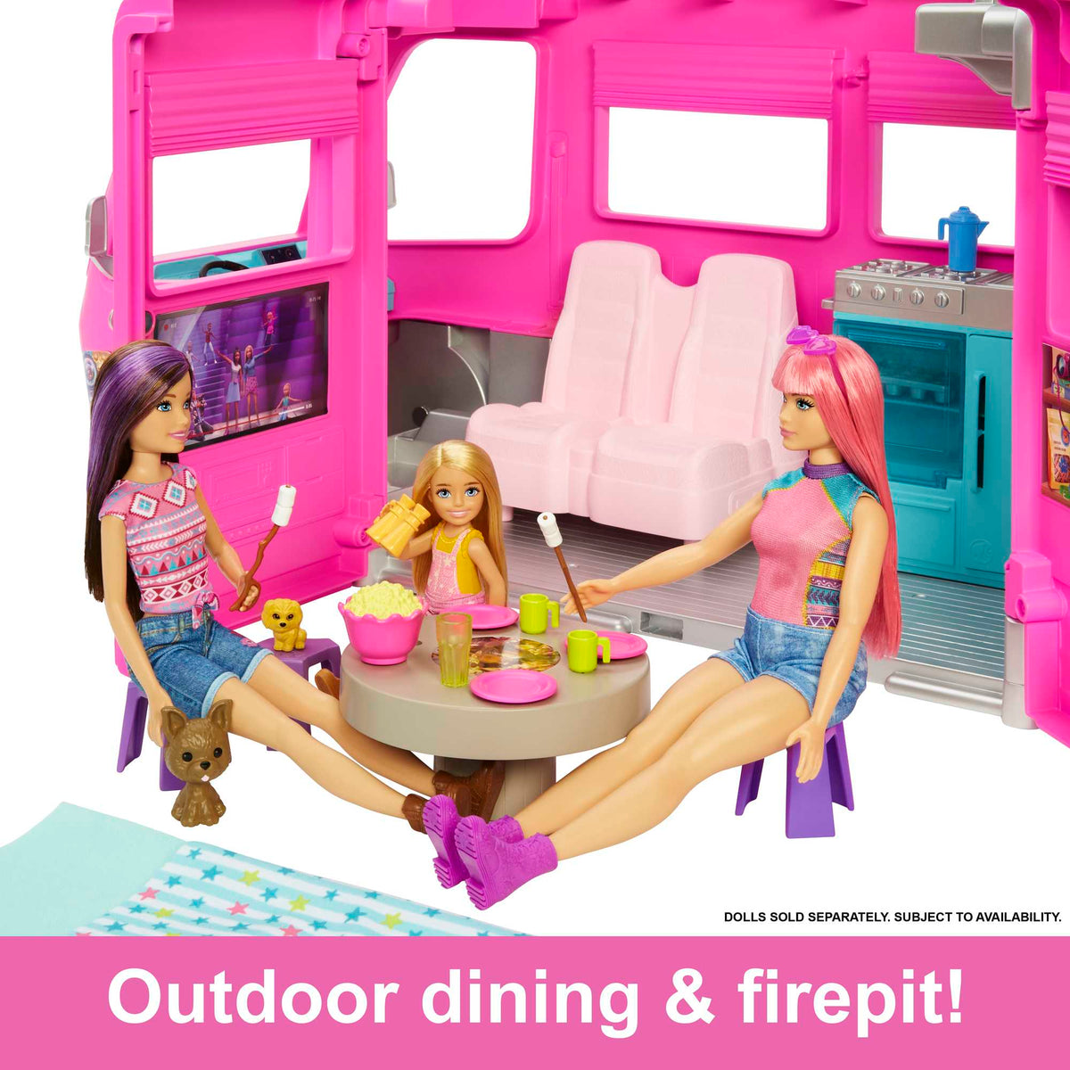 Barbie Camper, Doll Playset With 60 Accessories, 30-Inch Slide, Dream Camper