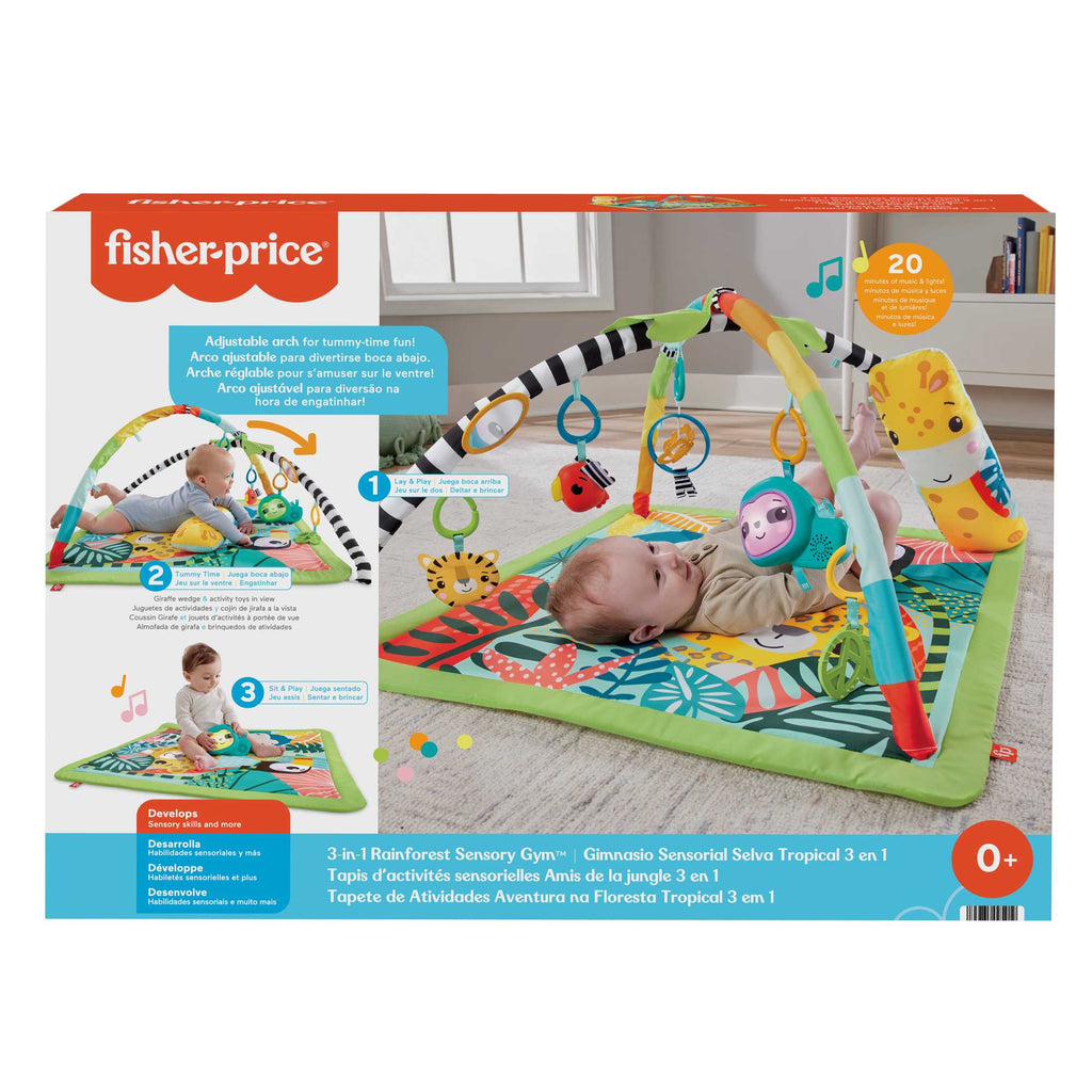 Fisher-Price Tapis D’Activités Sensorielles Amis de La Jungle 3 en 1