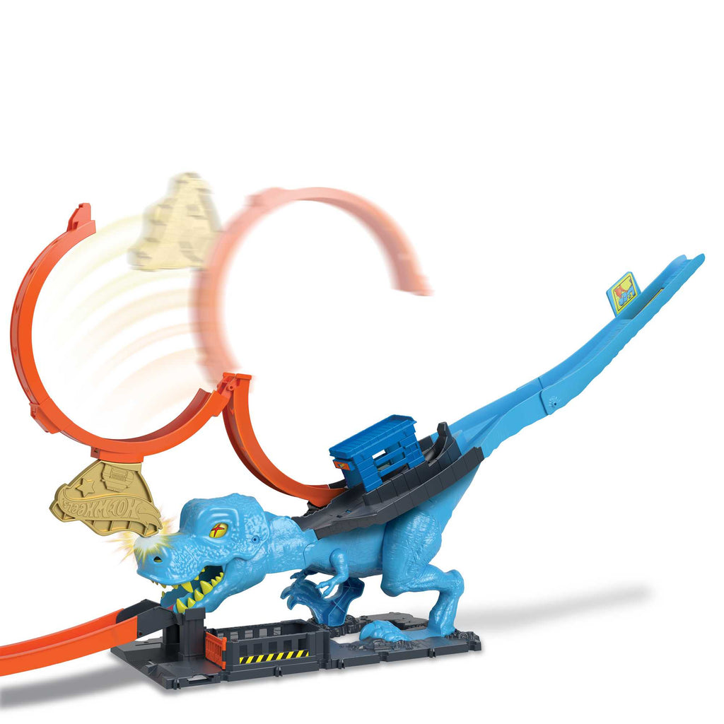 Hot Wheels City-L’Attaque du T-Rex-Coffret Looping, 1 Voiture Incluse