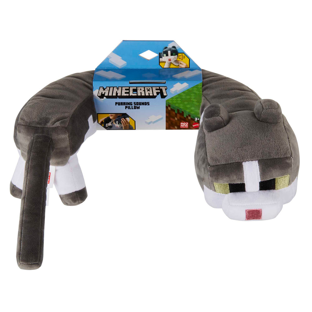 Minecraft Purring Sounds Neck Pillow, Cat Plush Toy With Sound For Travel