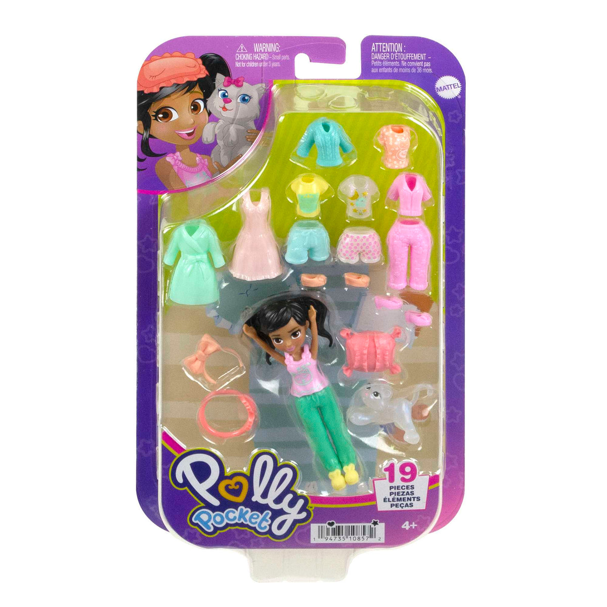 Polly Pocket Set de Juego Paquete de Modas Fiesta de Pijama Elemento Sorpresa