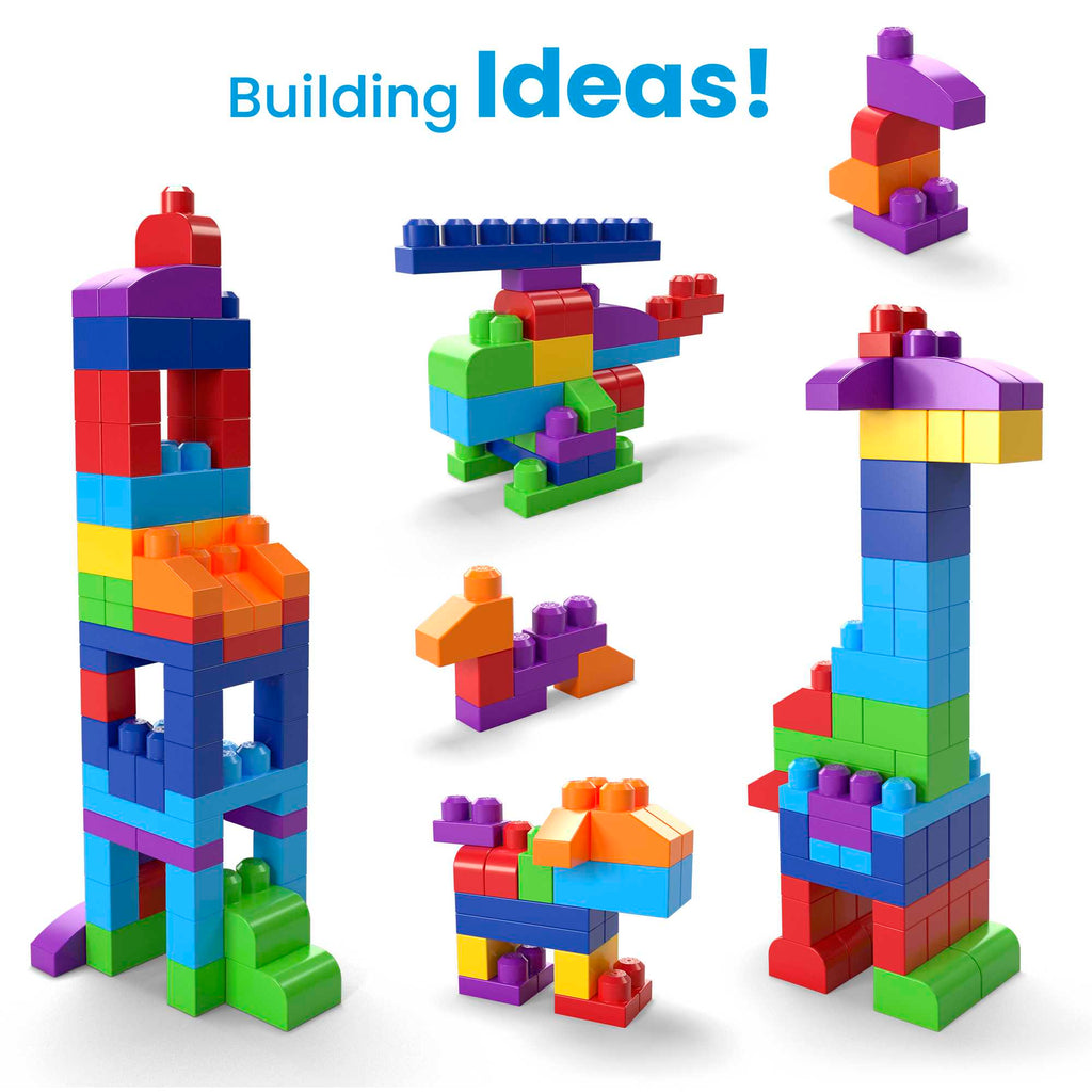 MEGA Bloks Fisher-Price Toy Blocks Blue Big Building Bag With Storage (80 Pieces) For Toddler