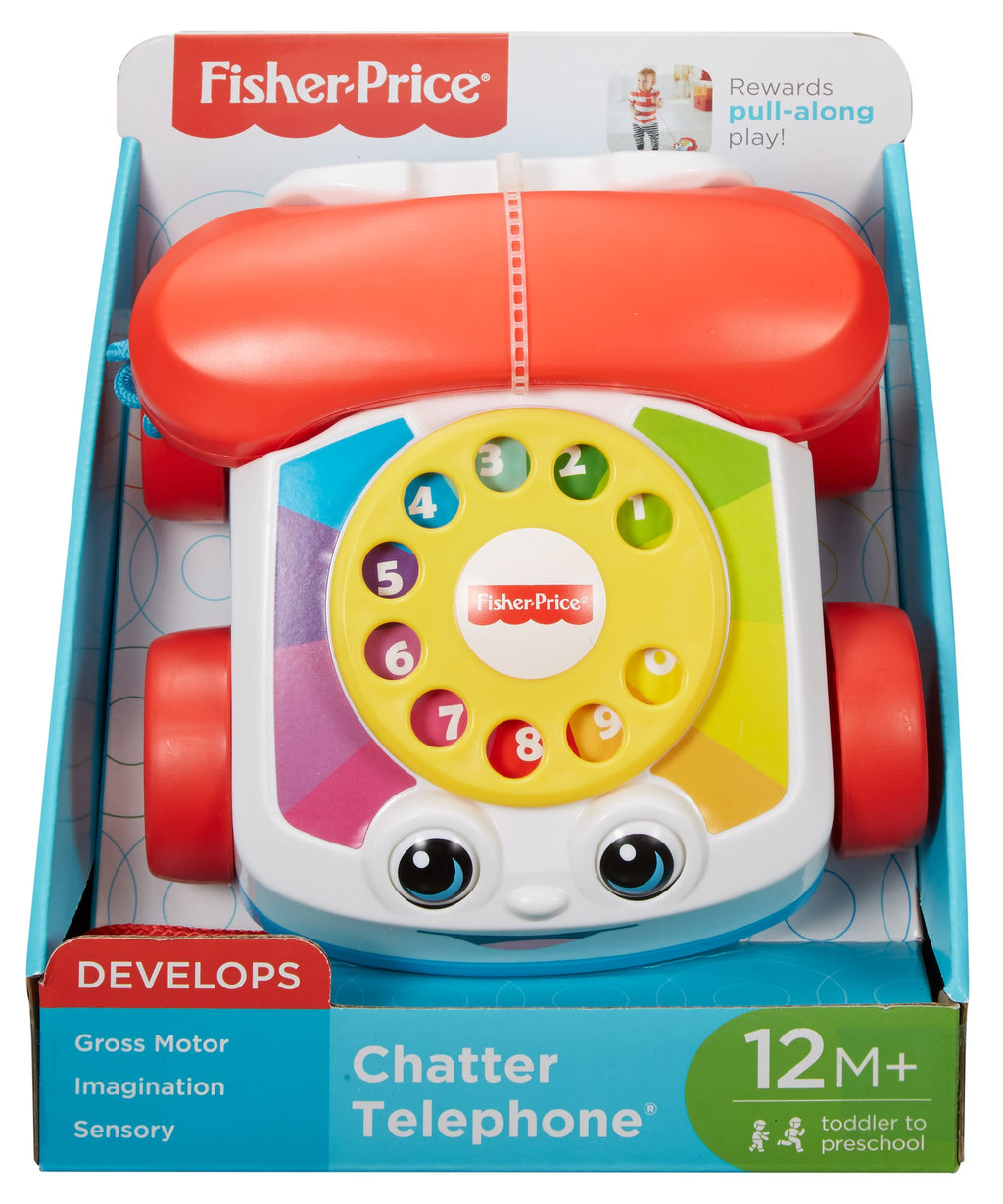 Fisher-Price Chatter Telephone Baby And Toddler Pull Toy Phone With Rotary Dial