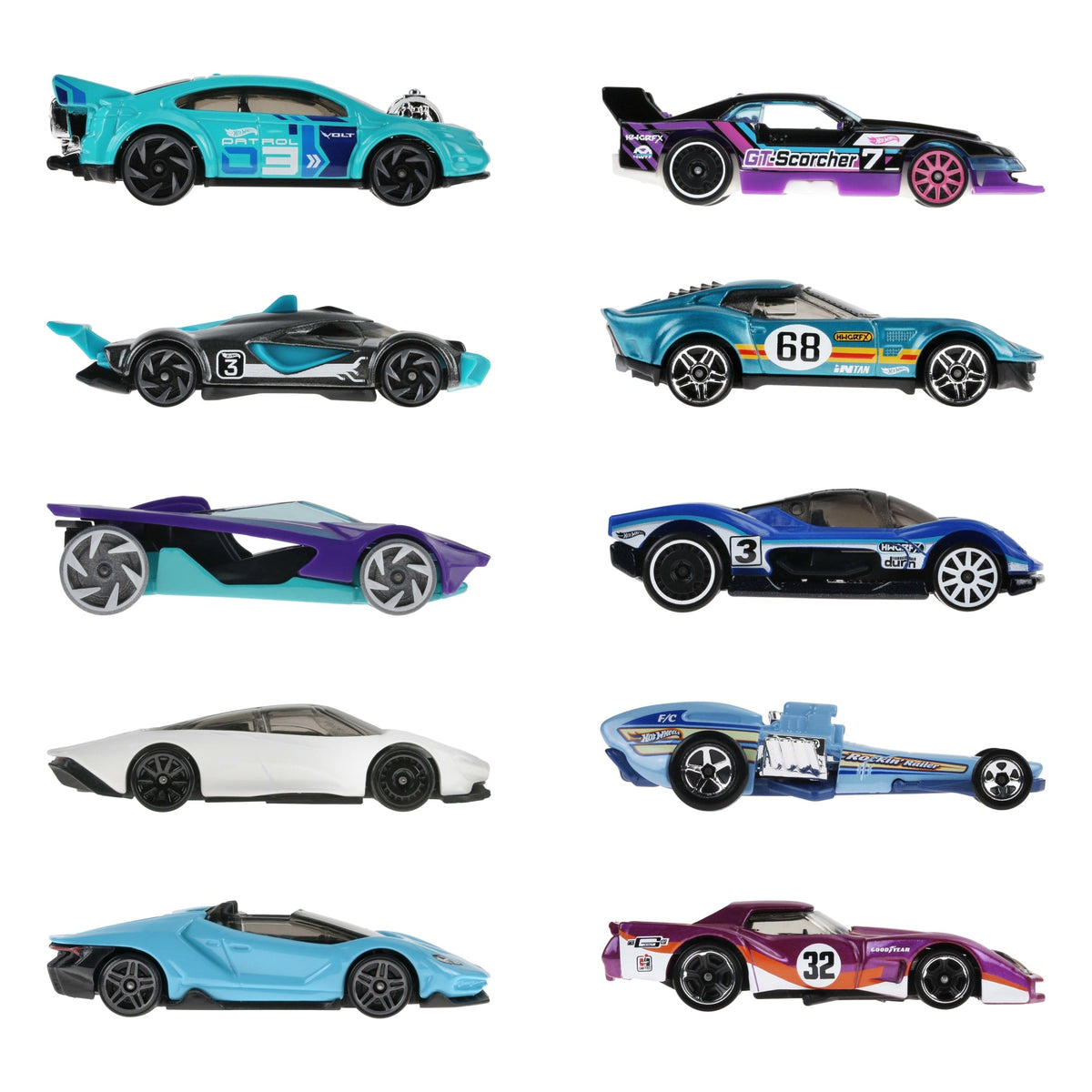 Hot Wheels-Coffret de 10 Voitures de Course