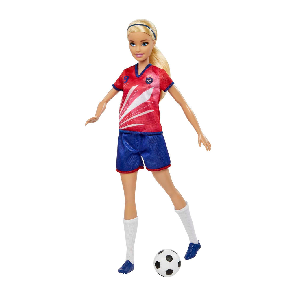 Barbie Profesiones Muñeca Jugadora de Fútbol Playera Roja
