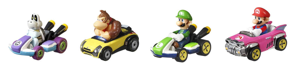 Hot Wheels Mario Kart Coffret de 4 Personnages en Métal Moulé