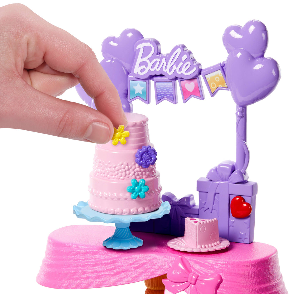 Barbie World Birthday Party Set With Doll Accessories Including Cake, Presents, & Sticker Sheet