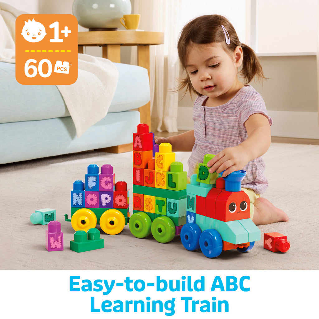 MEGA BLOKS ABC Learning Train Fisher Price Building Toy Blocks (60 Pieces) For Toddler