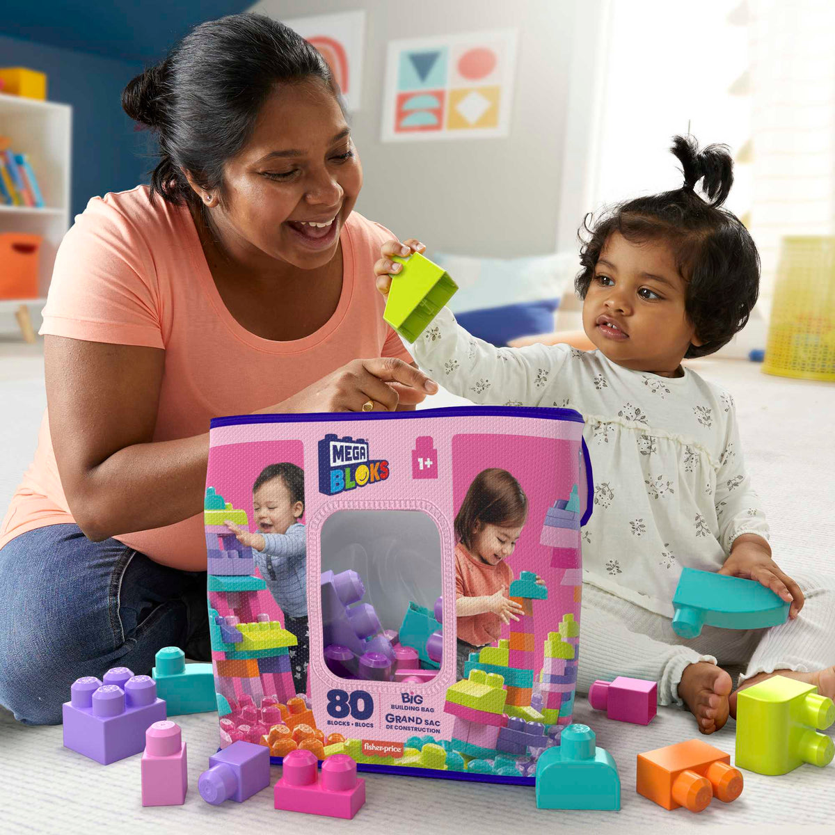Mega Bloks Sac Rose 80 Briques