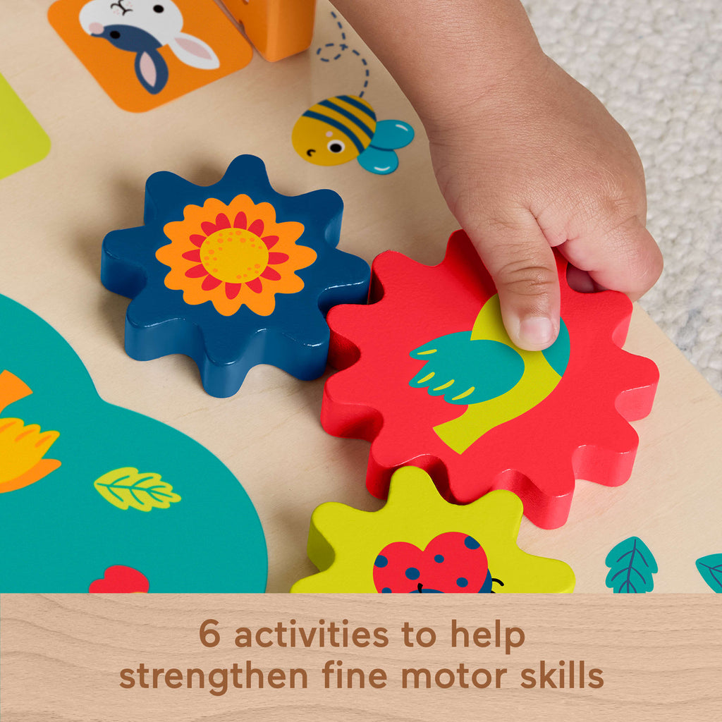 Fisher-Price Wooden Activity Station Baby Busy Board Toy For Developmental Play, 1 Wood Piece