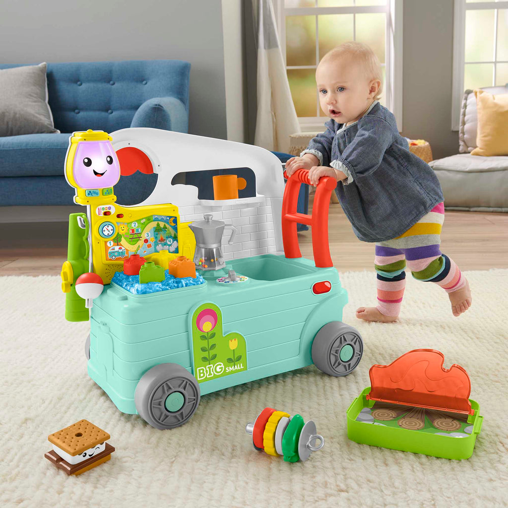 Fisher-Price Rires et Éveil Caravane en Balade 3 en 1, Centre D’Activités Musical Version Anglaise et Française