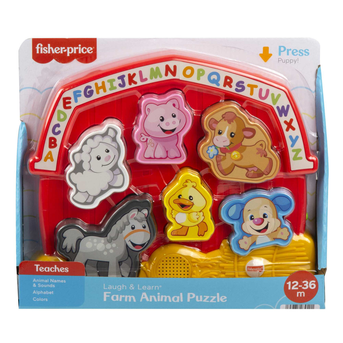 Fisher-Price Laugh & Learn Farm Animal Puzzle Shape Sorting Baby Toy With Music & Sounds