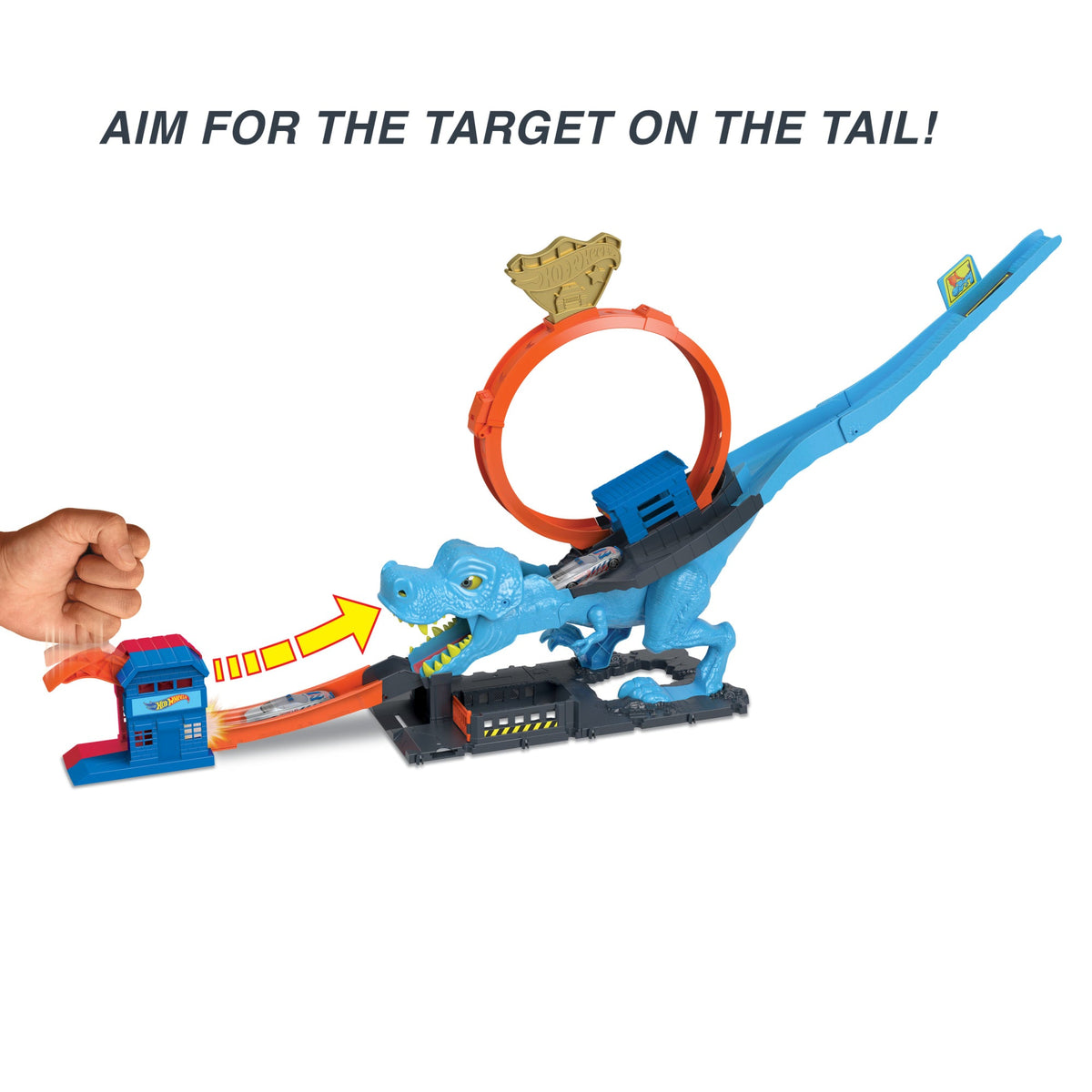 Hot Wheels City Track Set With 1 Toy Car, T-Rex Loop And Stunt Playset